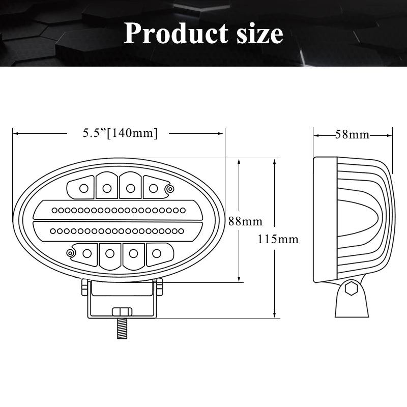 5" Inch LED Tractor Oval Work Light Car Lamp Spot Flood Offroad Bumper Headlight for Mining Crane Dump Truck Forklift Truck SUV