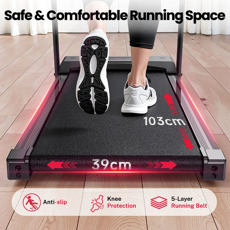 Electric Treadmill Compact Folding Treadmill for Home up to 12 km/h with LED Display App and Tablet Holder for Home Office