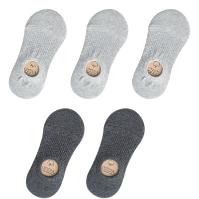 5 Pairs Women Cotton Invisible No show Socks Non-slip Summer Candy Solid Low cut Sock Slipper Fashion Thin Ankle Boat Socks