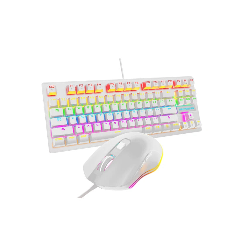 Mechanical Keyboard Kit And Mouse Gamer 3200 Dpi Wired Abnt2 Lighting Led Rgb Switch Blue 60% White Be-k1 Luuk Young