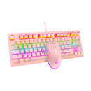 Mechanical Keyboard Kit And Mouse Gamer 3200 Dpi Wired Abnt2 Lighting Led Rgb Switch Blue 60% Pink Be-k1 Luuk Young