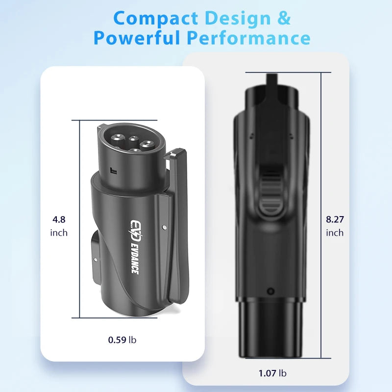 EVDANCE Portable Tesla to J1772 EV Charging Adapters 80A 20kW 250V Car Electrical Devices Compatible All NACS Chargers