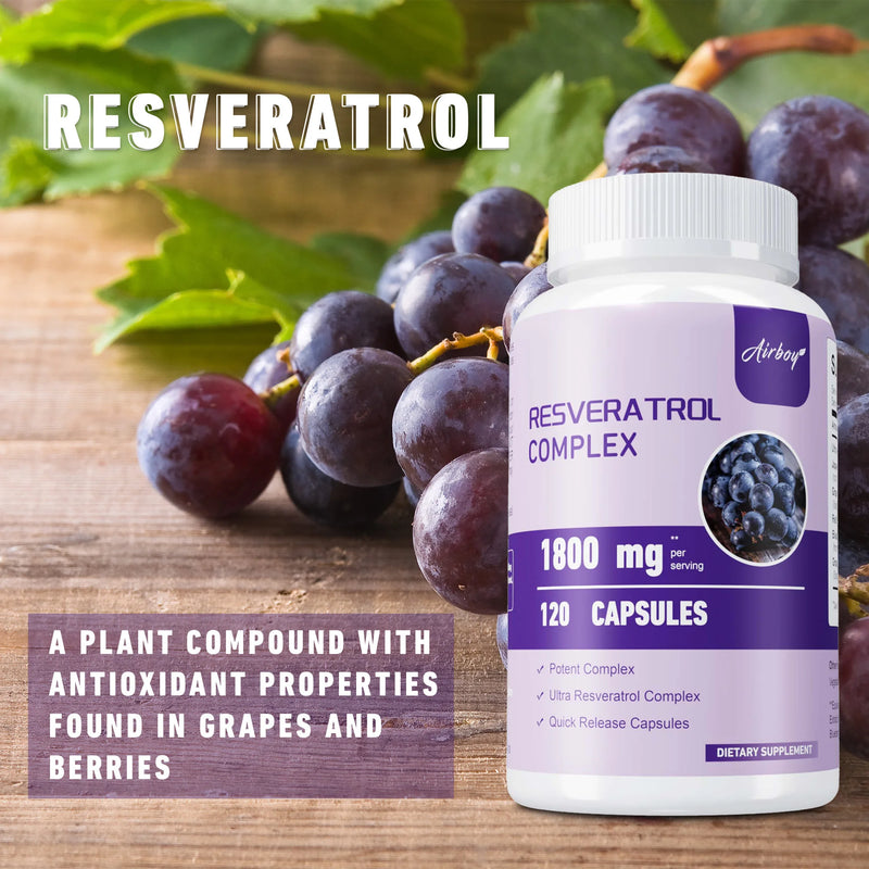 Resveratrol Complex - Antioxidant, Support Overall Health & Metabolism, Promotes Healthy Aging, Skin Health - 120 Capsules