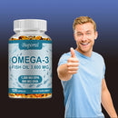 Omega 3 Fish Oil - Benefits The Cardiovascular System, Cognitive Function, and Learning Ability - 120 Capsules