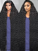 YKB 220% 13x6 HD Lace Frontal Human Hair Wigs Curly 30 40 Inch Lace Front Wig Deep Wave Brazilian Remy Hair PrePlucked For Women