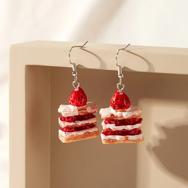 New Fashion Strawberry Cake Earrings For Women Resin Handmade Cute Watermelon Lemon Drop Earring Girl Birthday Ear Jewelry Gifts