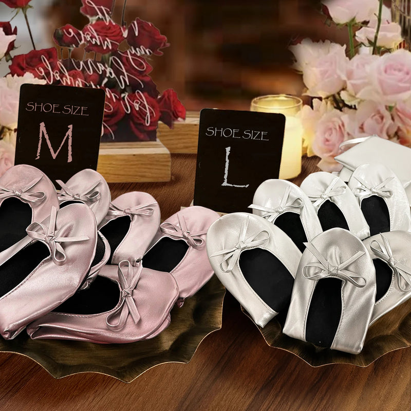 Women's Foldable Portable Ballet Flats Soft Sole Roll Up Slippers Slip OnComfy ancing Flat Shoes for Travel Wedding with Bag