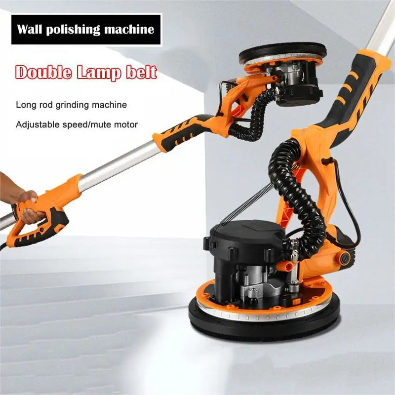 9-inch Electric Drywall Sander 225MM Wall Grinding Machine Putty Dustless selfvacuum LED Long Rod Polishing Sand Paper Machine