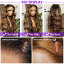 YKB 30 40 Inch13x6 HD Transparent Lace Frontal Wig 427 Highlight Colored Ombre Blonde 13x4 Body Wave Wigs Human Hair For Women