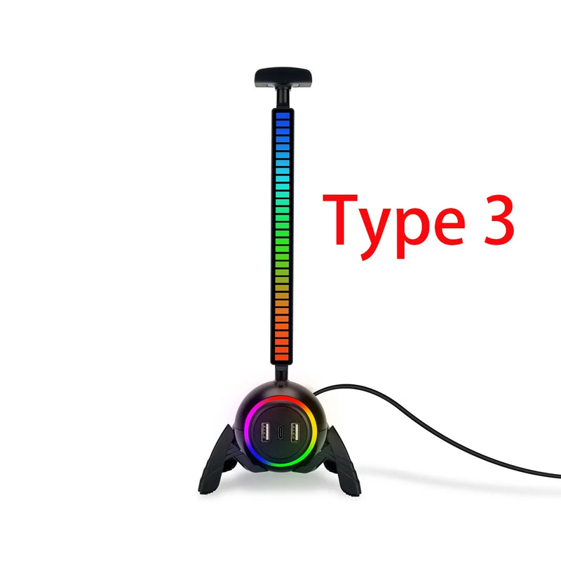Hot sale Sma RGB Gaming Headphone Stand with USB Ports Support Touch Control Light For All Headphones Size