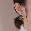 Colourful Zircon Christmas Tree Earrings For Women Sparkling Crystal Snowflake Elk Earring Girls New Year Holiday Jewelry Gifts