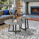 LUVODI Modern Set of 2 Living Room Round Center Table Furniture Marble Sofa Side Nesting Coffee Table with Metal Legs