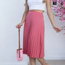 Women's Fashion Pleated Evangelica Elegant High Waist Midi Skirt With Lining Same Skirt Fabric