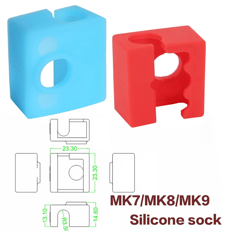 For E3D V6/V5 MK7 MK8 MK9/Volnaco /BP6 Heat Block Socks Silicone Sleeve Heater Block Hotend Protector Cover For 3D Printer Parts