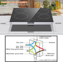 Ceramic Hob 60cm, Karinear Ceramic Glass Cooktop 4 Zones, 6000W Built-in, 220-240V, No Plug, Safety Lock, Timer, Touch Control