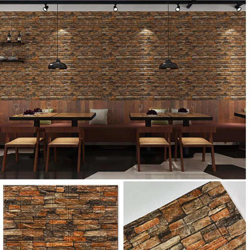 1Pcs 77*70cm Retro 3D design wallpaper wall decoration foam brick self adhesive waterproof wall sticker