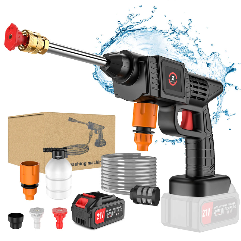 Wireless high pressure water gun, 21V, 70bar, foam production, 20000rpm, car wash gun for Auto, Home Garden Machine Tool