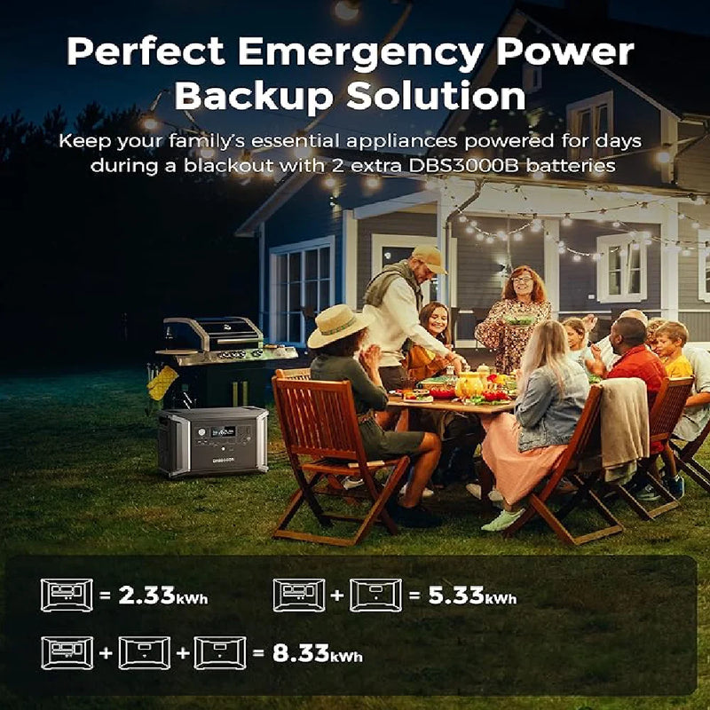 Dabbsson 5.33 kWh Expandable Portable Power Station DBS2300 with DBS3000B Extra Battery 1800W Solar Generator for RV Camping
