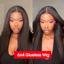 220% Brazilian Yaki Kinky Straight Human Hair Wigs Pre Cut Glueless Wig Human Hair Ready To Wear And Go Preplucked For Women