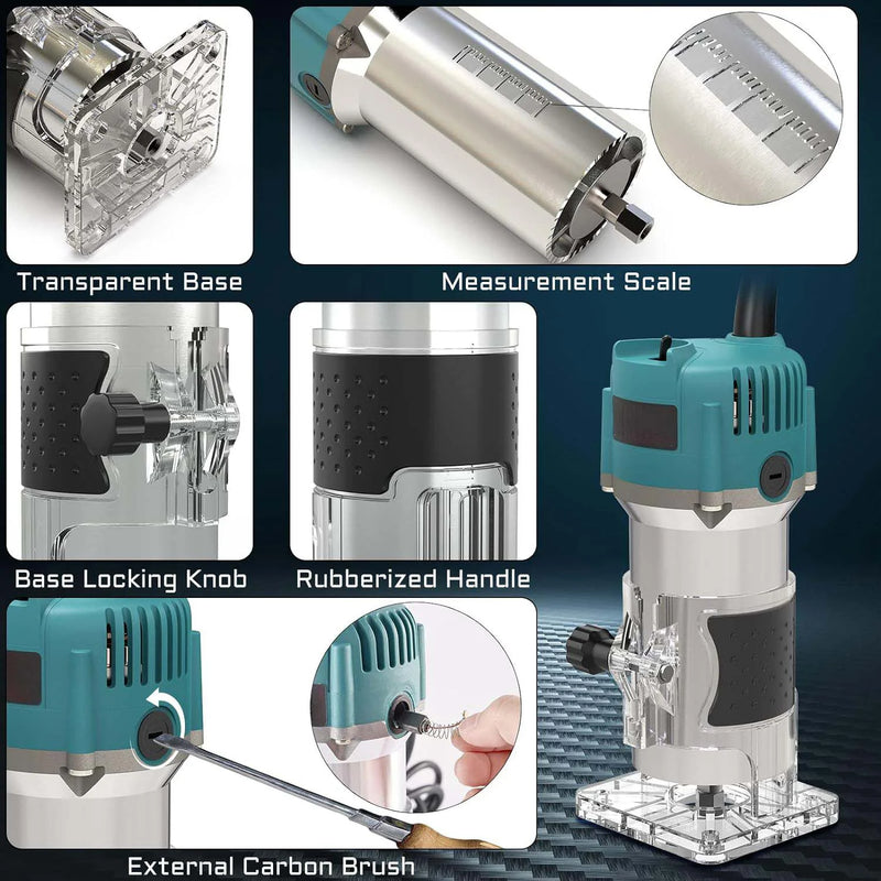 800W 30000RPM Wood Router Machine woodwork Electric Trimmer 1/4 Inch Wood Carving millilling products carenter Power drinking