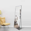 150x40cm Full Length Mirror, HD Large Standing Mirror with Black Metal Frame, Wall Mirror for Living Room or Dressing Room