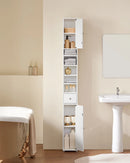 SoBuy BZR34 high cabinet with 5 compartments Bathroom cabinet with 1 drawer and doors bathroom furniture White BHT about 20x180x20cm