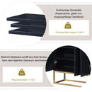 Modern minimalist style sideboard 4-door handleless buffet cabinet for dining room, living room, kitchen (black)