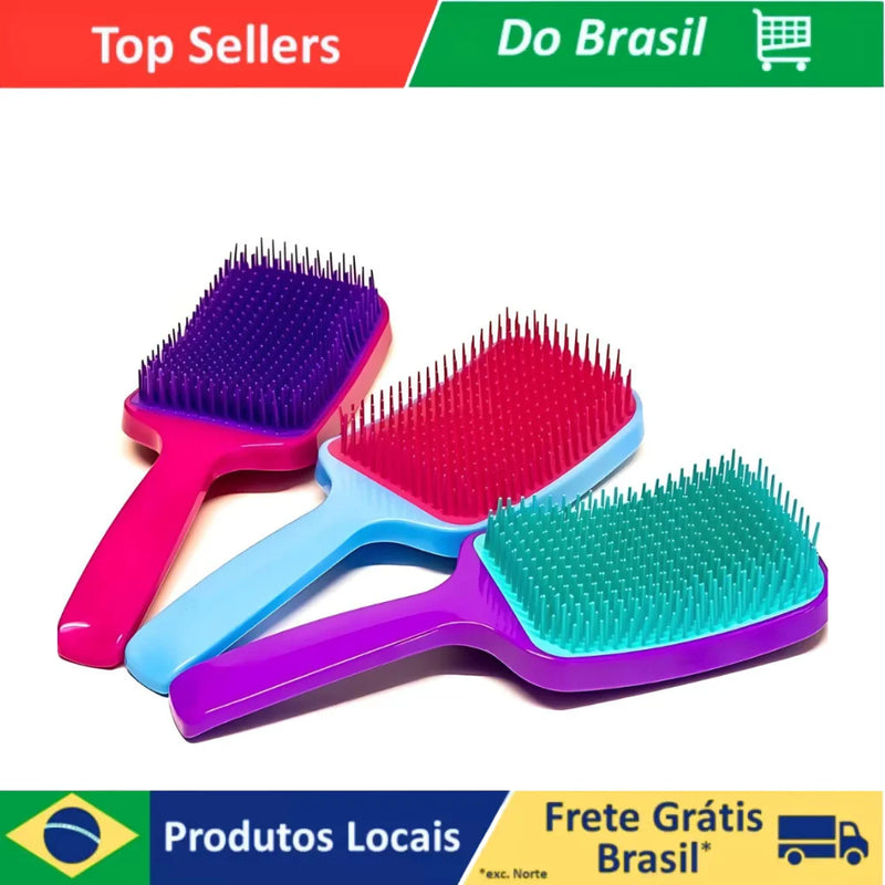 Escova Raquete Flex Para Desembaraçar Cabelos Para Todos Os Tipos De Cabelos