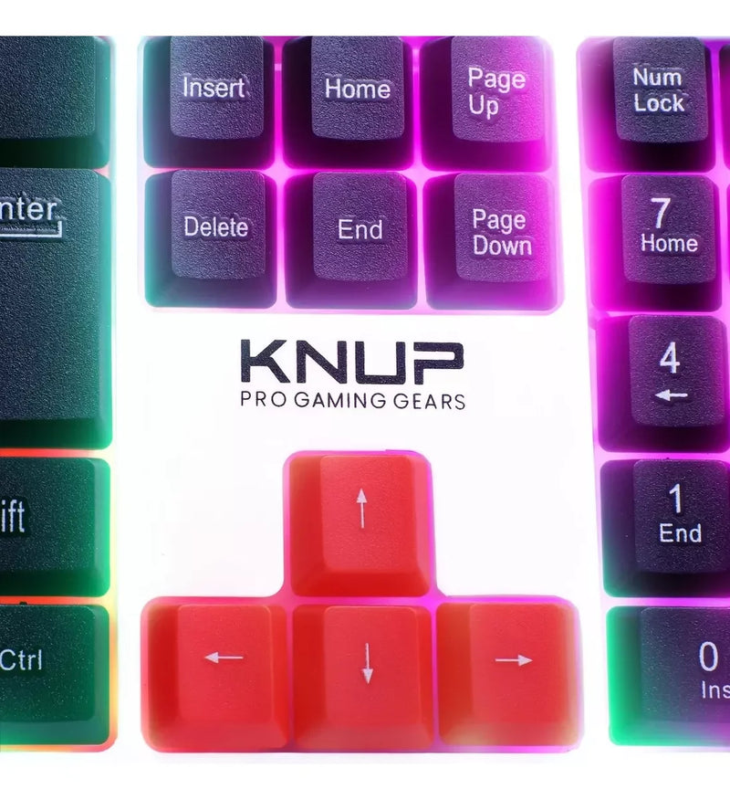 Gamer Knup Kp Te120 LED RGB Abnt2 White Keyboard Lighting Keys Portuguese Brazil High Performance Computer Notebook Home