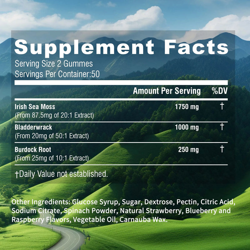 SEAMOSS - Contains Burdock Root and Bladderwrack Seaweed To Enhance Intestinal Health and Immunity - 100 Gummies