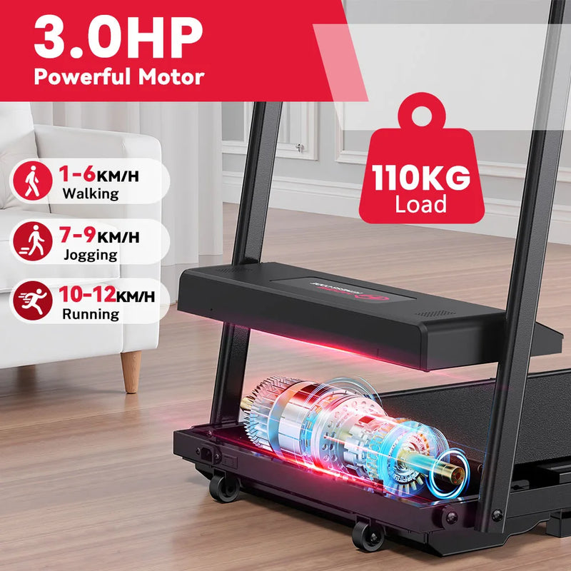 Electric Treadmill Compact Folding Treadmill for Home up to 12 km/h with LED Display App and Tablet Holder for Home Office