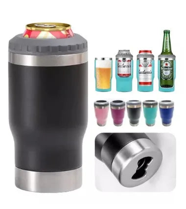 Copo Térmico com 5 opção em 1 (Latinha/Barrigudinha/Long Neck/Lata Alta 400 mL) Com abridor Porta Cerveja Garrafa