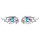Bamoer Cute Romantic Fairy Elevs Exquisite Stud Earrings for Women Genuine 925 Sterling Silver Rainbow Ear Studs Luxury Jewelry