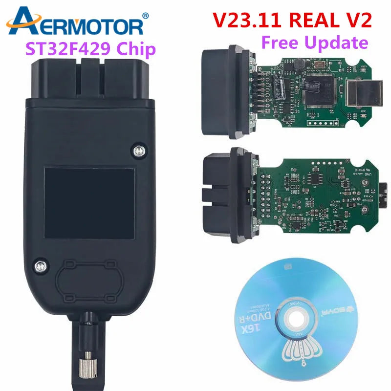 V25.3 Original For VAG HEX V2 USB Interface For VW AUDI Skoda Seat Real V2 Support CAN+UDS protocols ST32F429 Chip Unlimited VIN