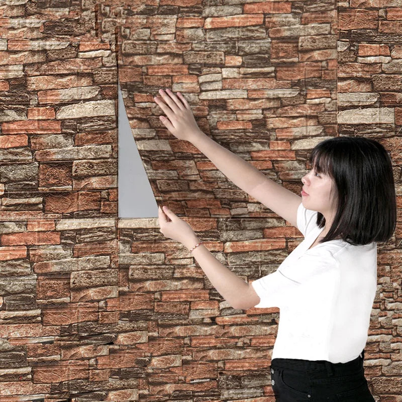 1Pcs 77*70cm Retro 3D design wallpaper wall decoration foam brick self adhesive waterproof wall sticker