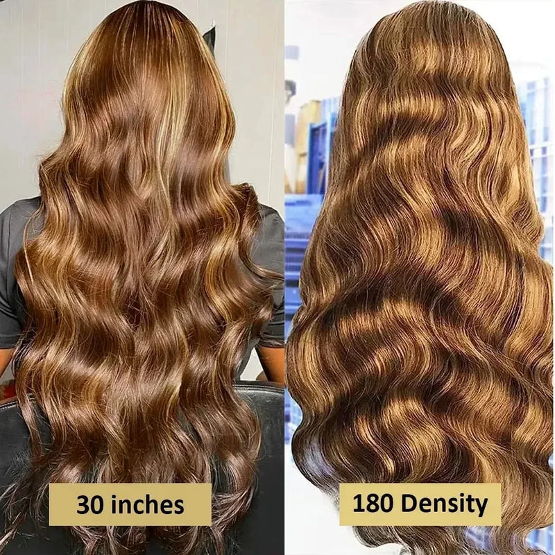 YKB 30 40 Inch13x6 HD Transparent Lace Frontal Wig 427 Highlight Colored Ombre Blonde 13x4 Body Wave Wigs Human Hair For Women