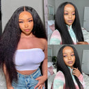 220% Brazilian Yaki Kinky Straight Human Hair Wigs Pre Cut Glueless Wig Human Hair Ready To Wear And Go Preplucked For Women