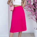Women's Fashion Pleated Evangelica Elegant High Waist Midi Skirt With Lining Same Skirt Fabric