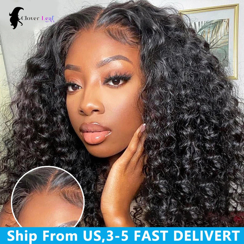 26 28 30 inch Glueless Wigs Human Hair Ready To Wear 6X4 Water Wave Pre Cut Lace Closure Wig Brazilian Deep Curly Wigs For Women