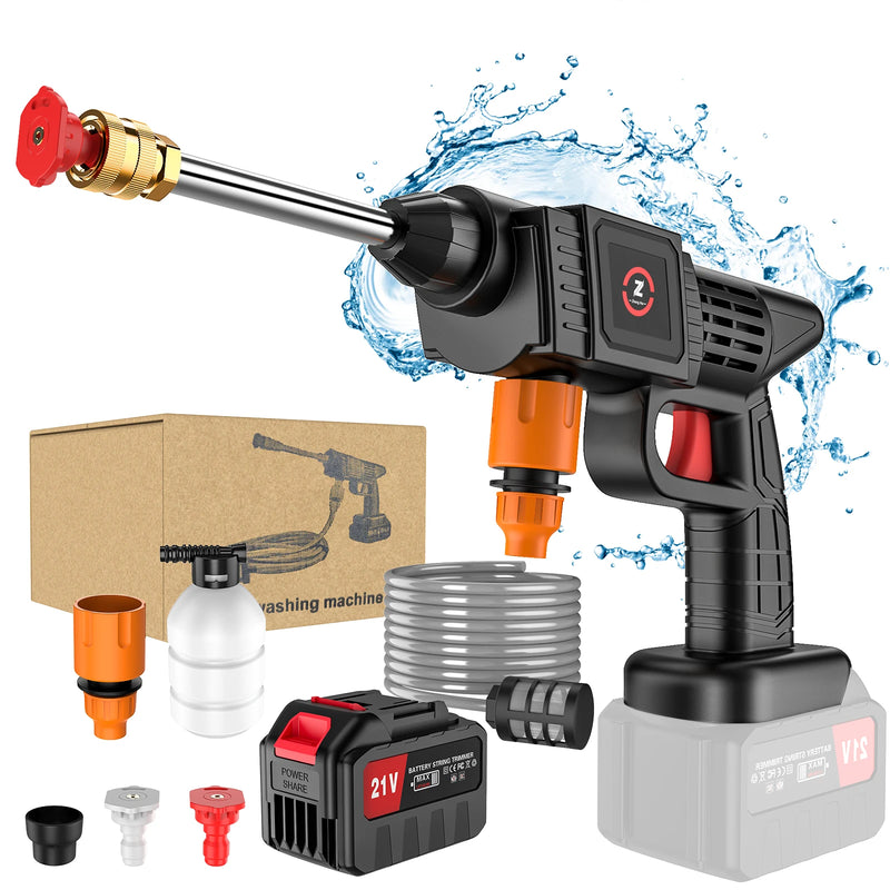 Wireless high pressure water gun, 21V, 70bar, foam production, 20000rpm, car wash gun for Auto, Home Garden Machine Tool