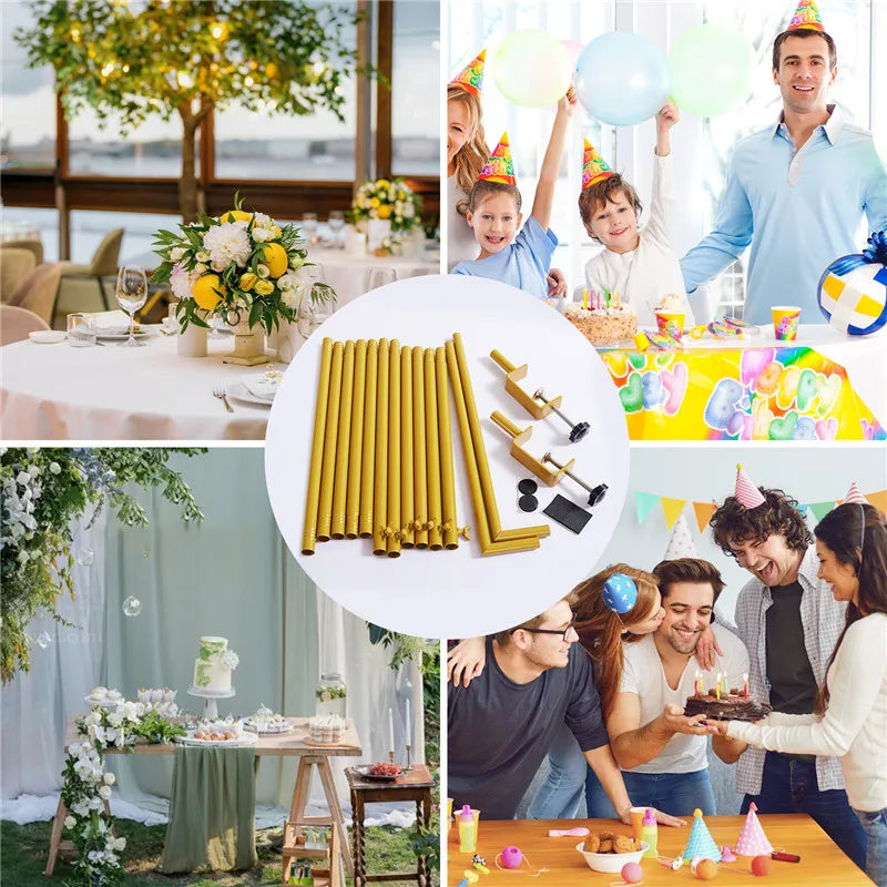 Over The Table Rod Stand with Clamps,Balloon Flower Arch Stand Table Arch for Holiday Decoration Party