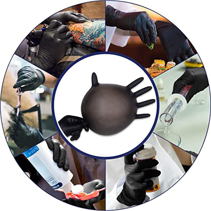 Black Disposable Chemical Resistant Rubber Nitrile Latex Work Housework Kitchen Home Cleaning Car Repair Tattoo Car Wash Gloves