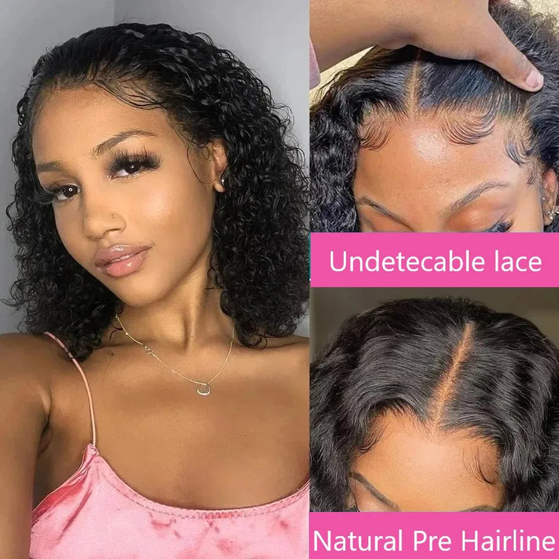 Deep Wave Wigs Glueless Wigs Ready To Go 5x5 Curly Human Hair Wigs HD Lace Front Wig For Women Short Bob Wig Human Hair Wigs