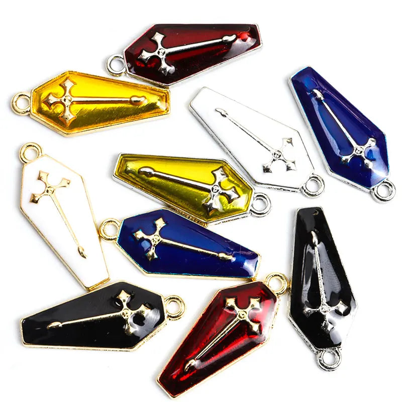 Enamel Halloween Charms Vampire Cross Coffin Pendants DIY Handmade Accessories Making Earrings Necklace Bracelet Finding Jewelry