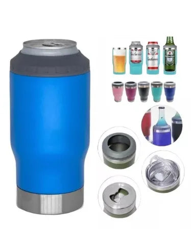 Copo Térmico com 5 opção em 1 (Latinha/Barrigudinha/Long Neck/Lata Alta 400 mL) Com abridor Porta Cerveja Garrafa