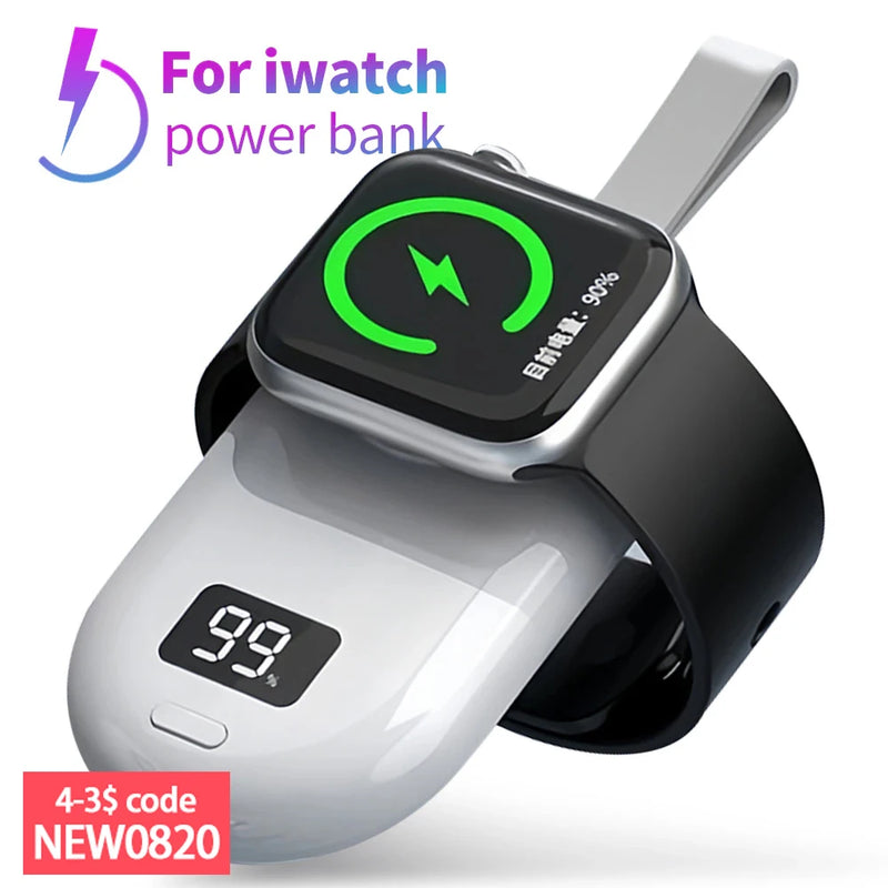 Portable Apple Watch Charger Magnetic Wireless Power Bank for iWatch Series SE/8/7/6 5/4/3/2 Charging Station Spare Battery
