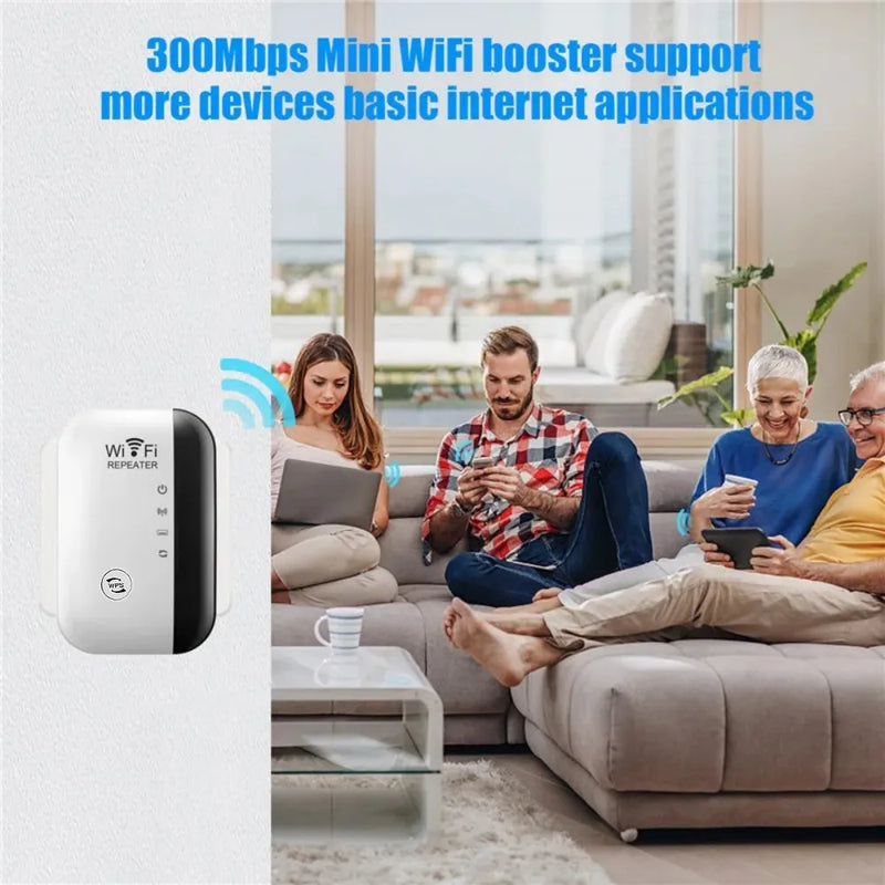 Home Wireless WiFi Extender 300Mbps Signal Booster 2.4G Repeater Network Extender  Support WPS