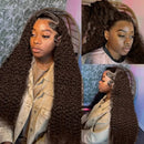 Curly wigs Transparent Lace Front Wig Chocolate Brown 13x4 Lace Frontal Human Hair Wig Brazilian Deep Wave For Women Pre Plucked