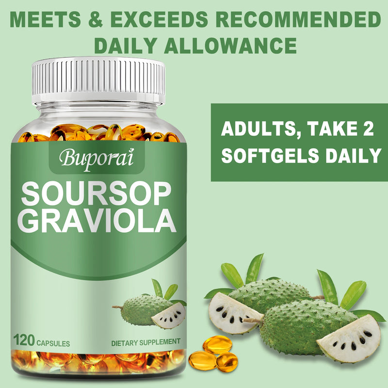 Soursop Graviola - Immune Enhancement Promote Digestion & Cellular Health, Improve Mood and Relieve Stress - 120 Capsules