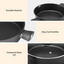Frying Pan Induction with Lid, Sauté Pan, Serving Pan with High Rim, Cooking Pot 28 cm / 3.8 L with Anti-Scalding Handles